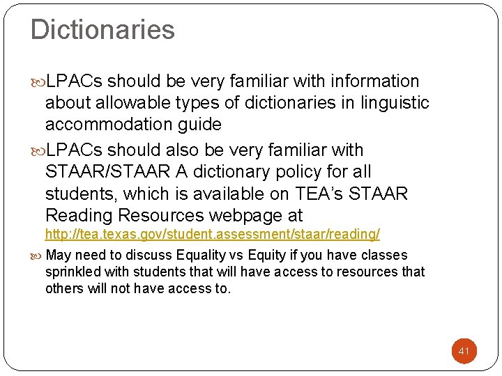 Dictionaries LPACs should be very familiar with information about allowable types of dictionaries in