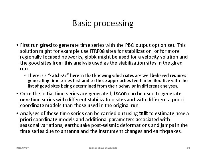 Basic processing • First run glred to generate time series with the PBO output