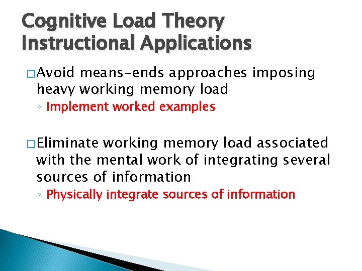 Cognitive Load Theory John Sweller University of North