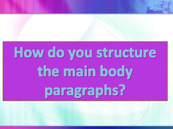 How do you structure the main body paragraphs? 