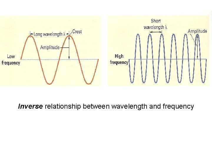 Inverse relationship between wavelength and frequency 