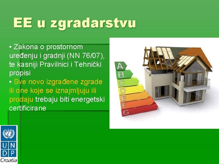 EE u zgradarstvu • Zakona o prostornom uređenju i gradnji (NN 76/07), te kasniji