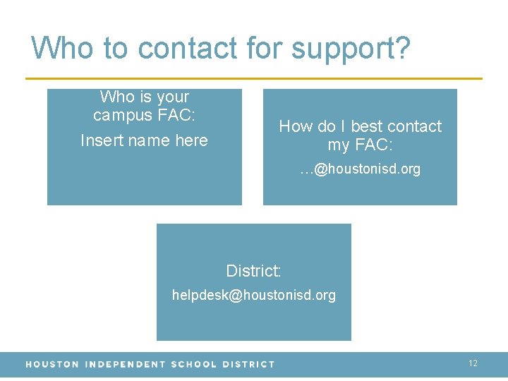 Who to contact for support? Who is your campus FAC: Insert name here How