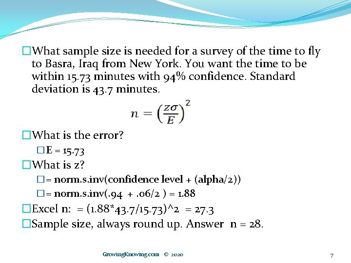 �What sample size is needed for a survey of the time to fly to