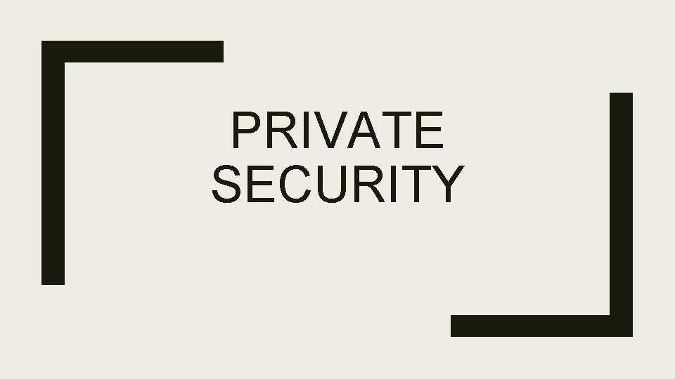 PRIVATE SECURITY 