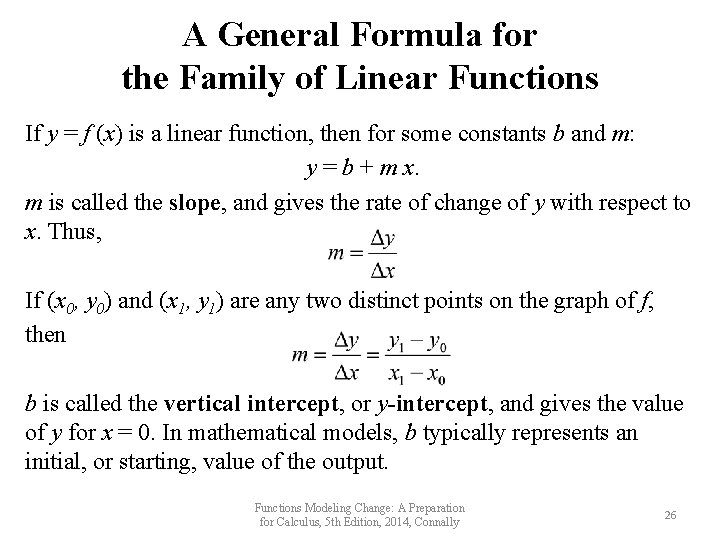 A General Formula for the Family of Linear Functions If y = f (x) A General Formula for the Family of Linear Functions If y = f (x)