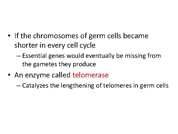  • If the chromosomes of germ cells became shorter in every cell cycle