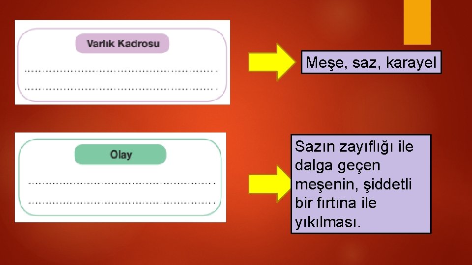 Meşe, saz, karayel Sazın zayıflığı ile dalga geçen meşenin, şiddetli bir fırtına ile yıkılması.