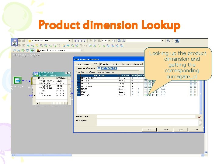 Product dimension Lookup Looking up the product dimension and getting the corresponding surragate_id 