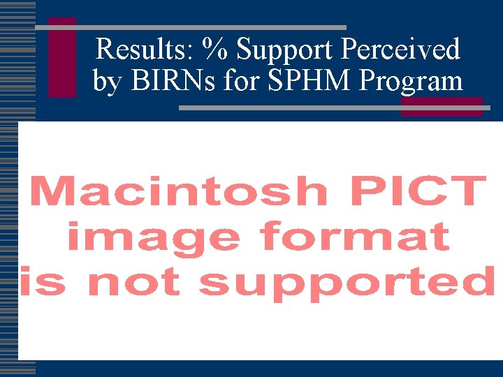 Results: % Support Perceived by BIRNs for SPHM Program 