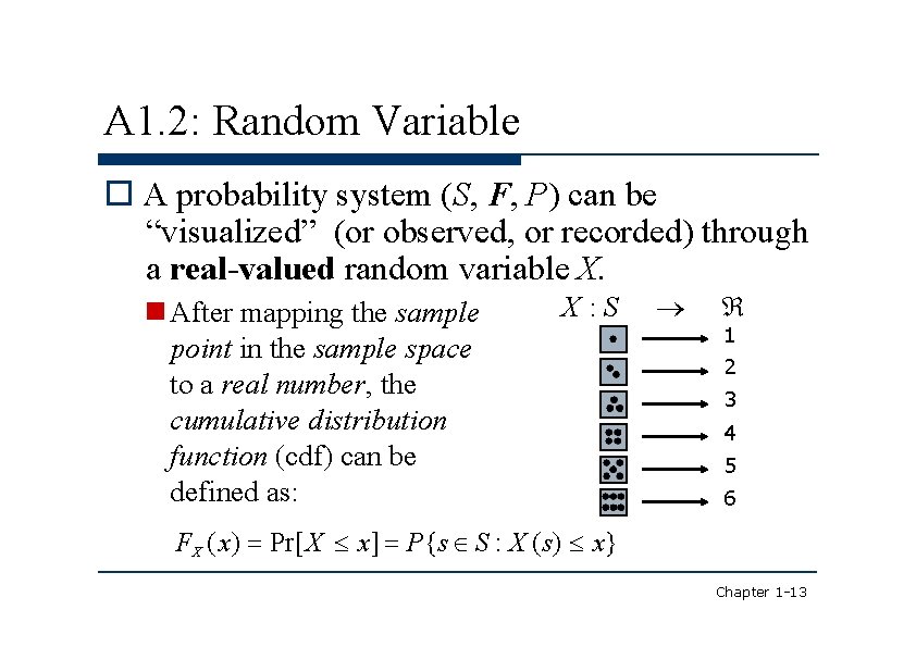 A 1. 2: Random Variable A probability system (S, F, P) can be “visualized”