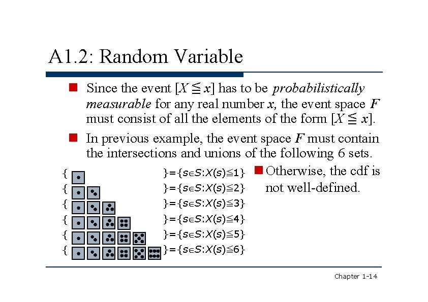A 1. 2: Random Variable Since the event [X ≦ x] has to be