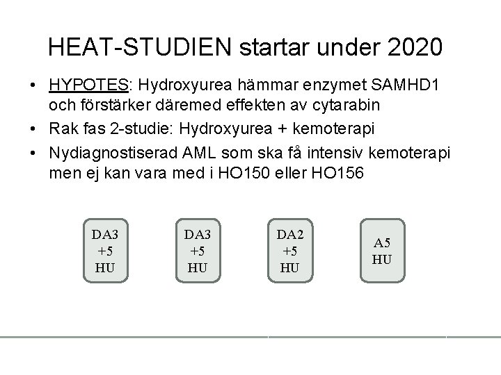 HEAT-STUDIEN startar under 2020 • HYPOTES: Hydroxyurea hämmar enzymet SAMHD 1 och förstärker däremed