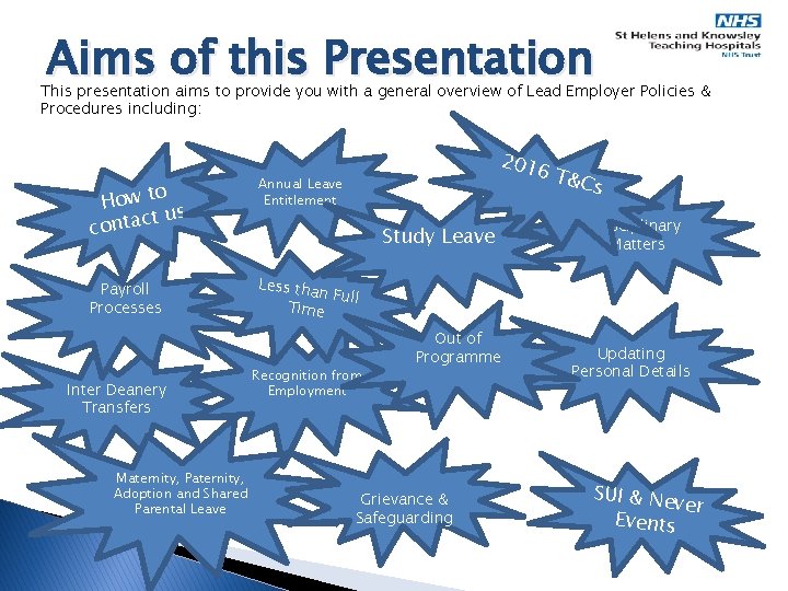 Aims of this Presentation This presentation aims to provide you with a general overview