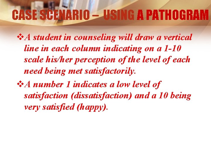 CASE SCENARIO – USING A PATHOGRAM v. A student in counseling will draw a