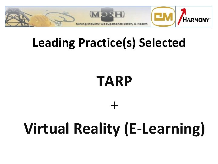 Leading Practice(s) Selected TARP + Virtual Reality (E-Learning) 