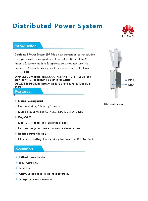 Distributed Power System Introduction Distributed Power System (DPS) is a new generation power solution