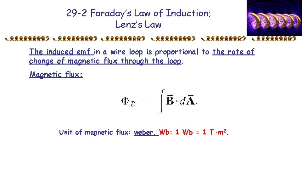 29 -2 Faraday’s Law of Induction; Lenz’s Law The induced emf in a wire