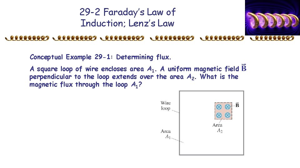 29 -2 Faraday’s Law of Induction; Lenz’s Law Conceptual Example 29 -1: Determining flux.