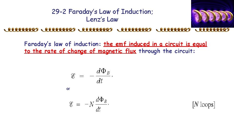 29 -2 Faraday’s Law of Induction; Lenz’s Law Faraday’s law of induction: the emf