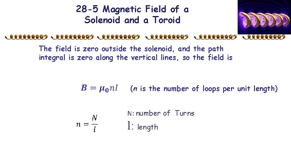 28 -5 Magnetic Field of a Solenoid and a Toroid The field is zero