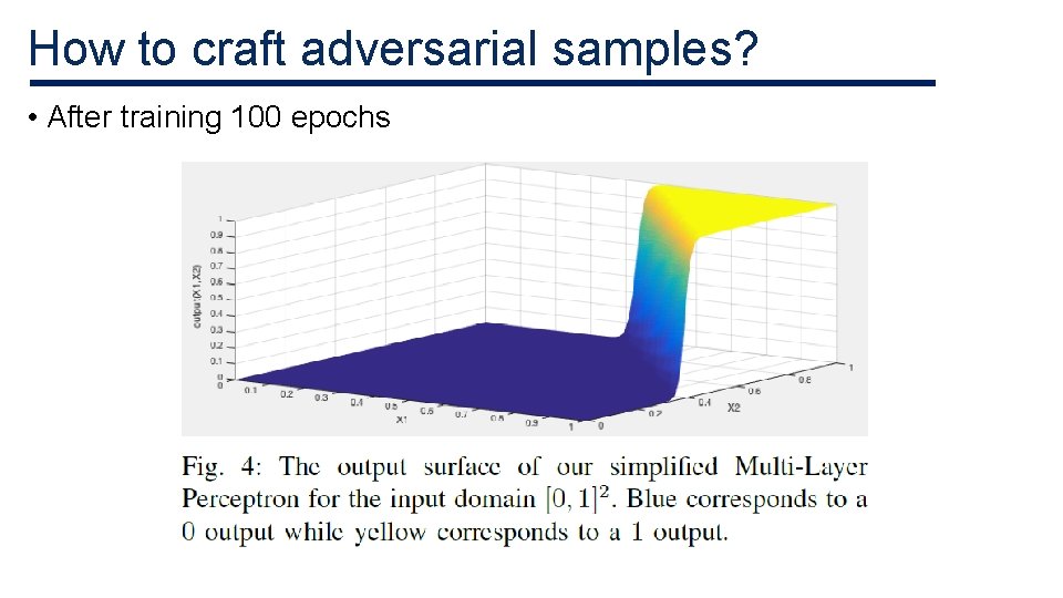 How to craft adversarial samples? • After training 100 epochs How to craft adversarial samples? • After training 100 epochs