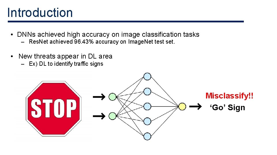 Introduction • DNNs achieved high accuracy on image classification tasks – Res. Net achieved Introduction • DNNs achieved high accuracy on image classification tasks – Res. Net achieved
