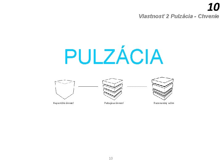 10 Vlastnosť 2 Pulzácia - Chvenie PULZÁCIA Nepretržitá činnosť Pulzujúca činnosť 10 Rezonančný režim