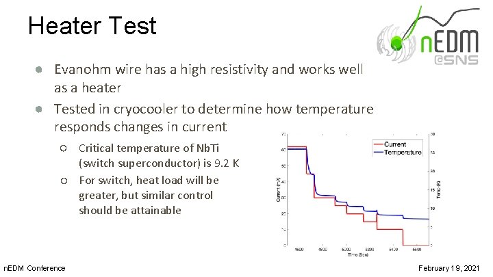 Heater Test ● Evanohm wire has a high resistivity and works well as a