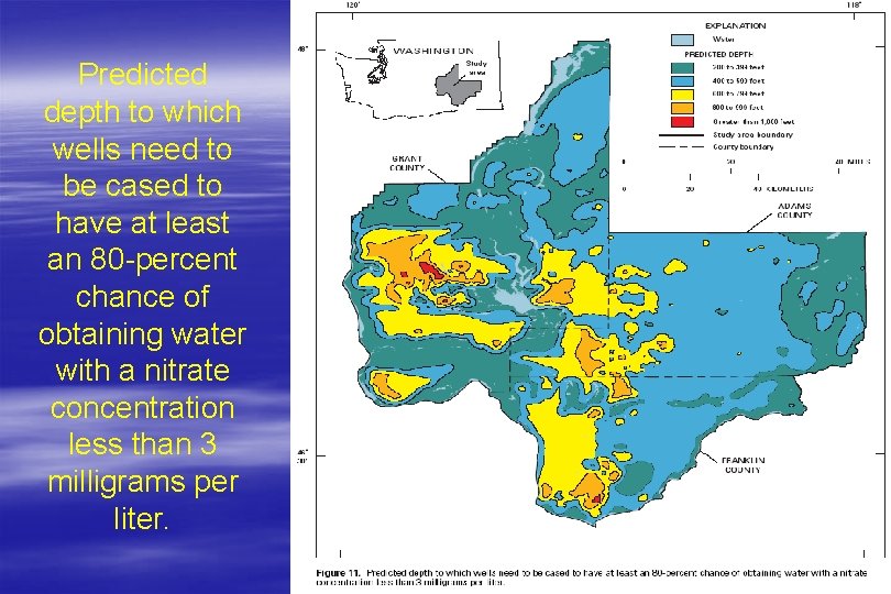 Predicted depth to which wells need to be cased to have at least an