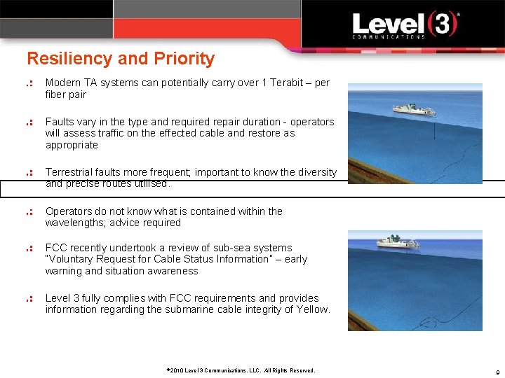 Resiliency and Priority Modern TA systems can potentially carry over 1 Terabit – per