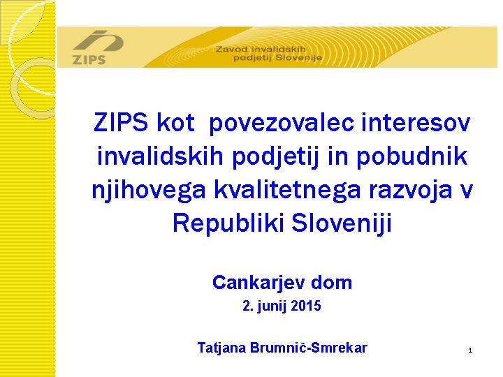 ZIPS kot povezovalec interesov invalidskih podjetij in pobudnik njihovega kvalitetnega razvoja v Republiki Sloveniji