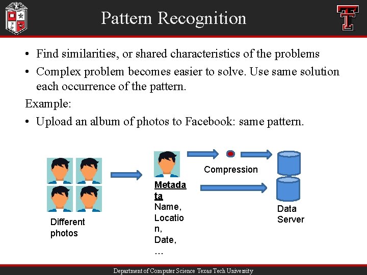 Pattern Recognition • Find similarities, or shared characteristics of the problems • Complex problem