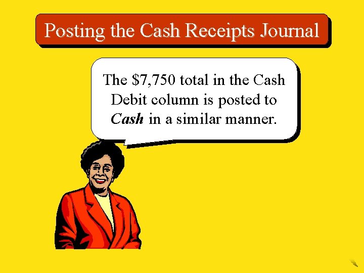 Posting the Cash Receipts Journal The $7, 750 total in the Cash Debit column