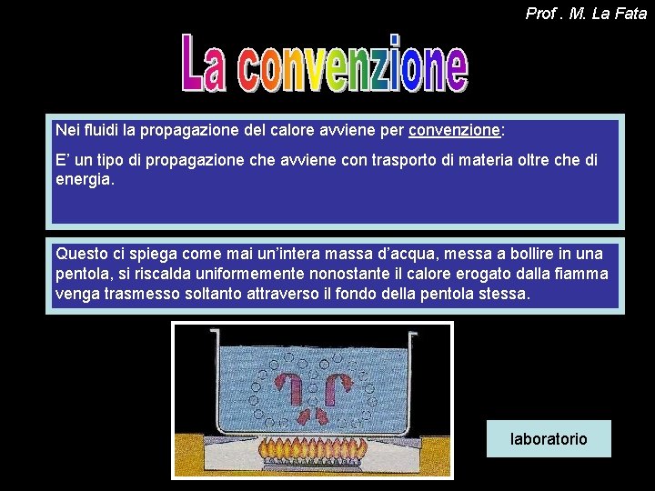 Prof. M. La Fata Nei fluidi la propagazione del calore avviene per convenzione: E’