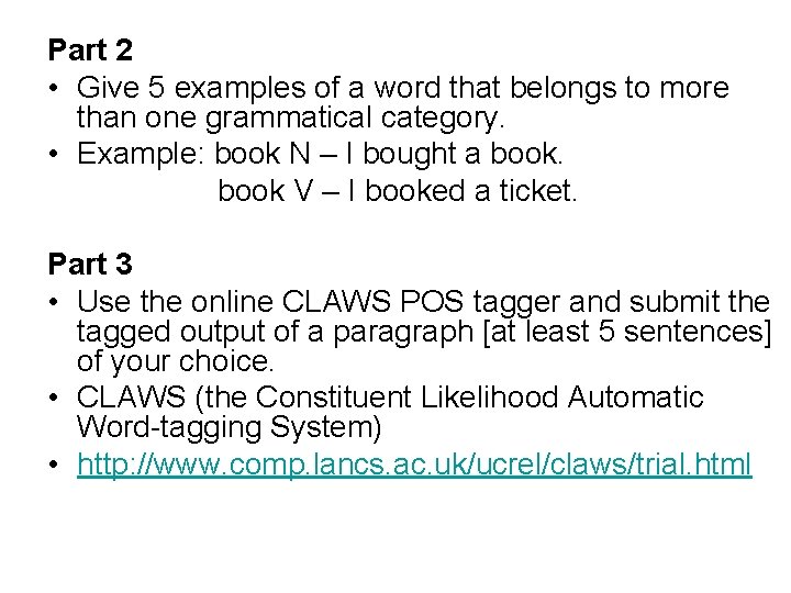Part 2 • Give 5 examples of a word that belongs to more than