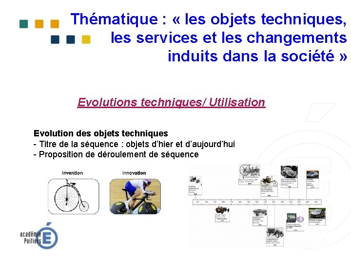 Thématique : « les objets techniques, les services et les changements induits dans la