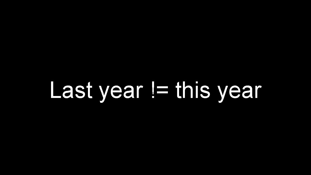 Last year != this year 
