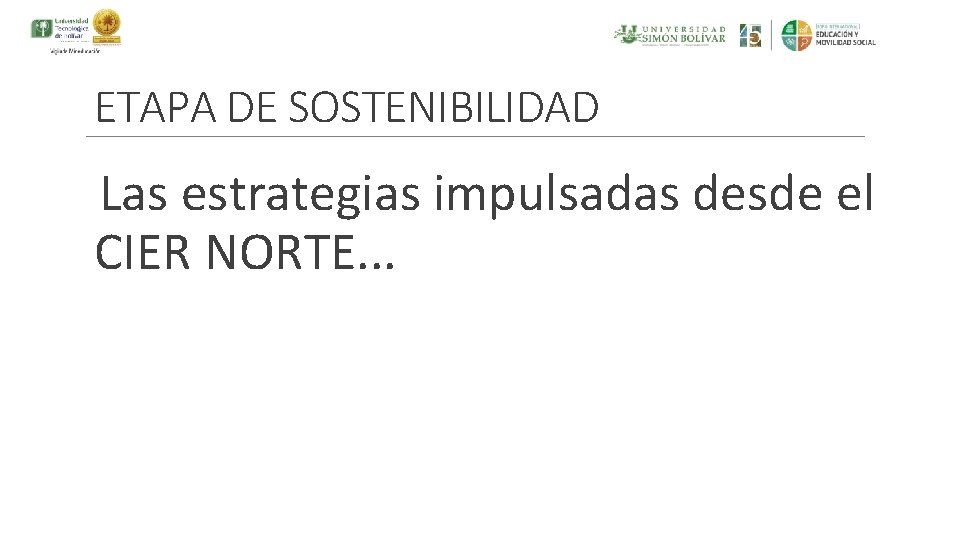 ETAPA DE SOSTENIBILIDAD Las estrategias impulsadas desde el CIER NORTE. . . 