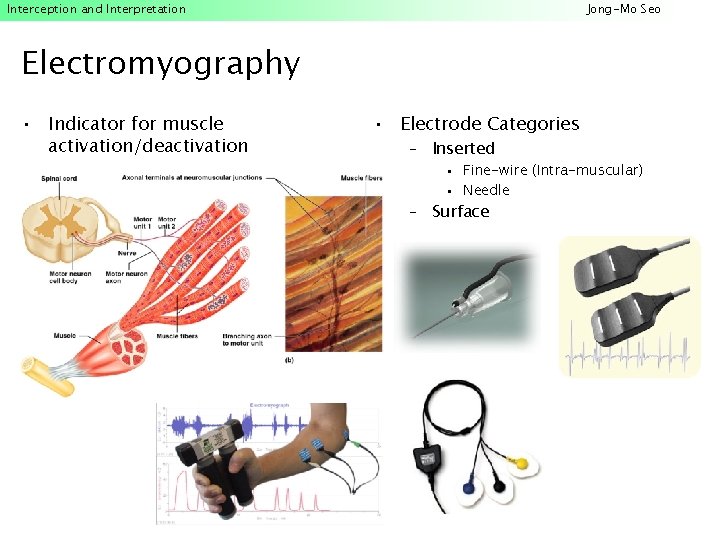 Interception and Interpretation Jong-Mo Seo Electromyography • Indicator for muscle activation/deactivation • Electrode Categories