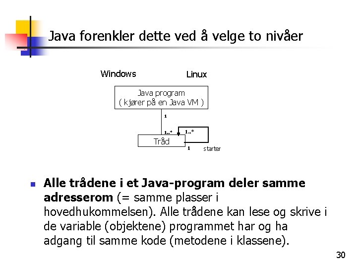 Java forenkler dette ved å velge to nivåer Windows Linux Java program ( kjører
