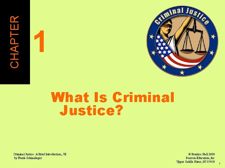 CHAPTER 1 What Is Criminal Justice? Criminal Justice: A Brief Introduction, 7 E by