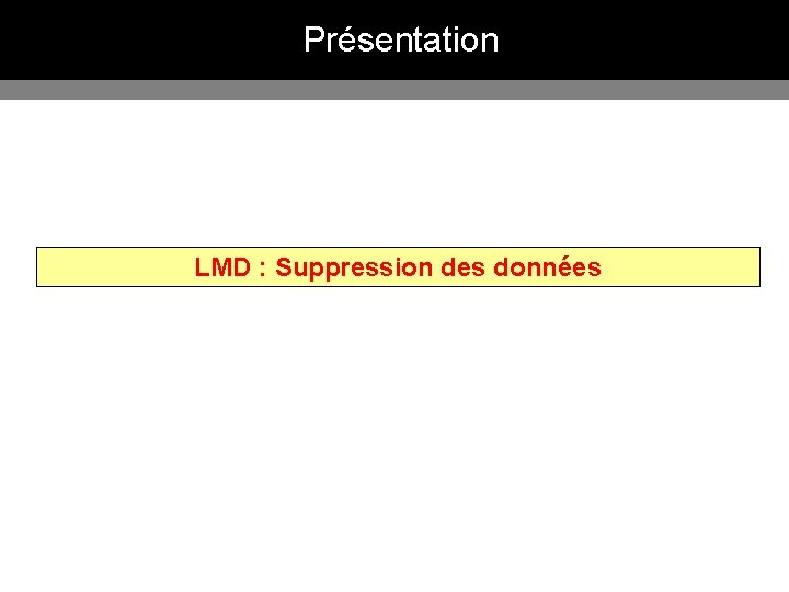 Présentation LMD : Suppression des données 