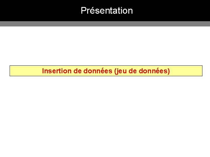 Présentation Insertion de données (jeu de données) 