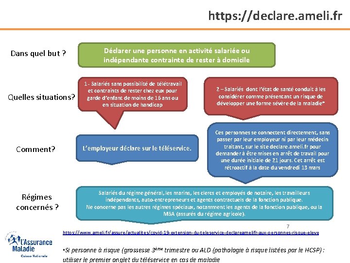 https: //declare. ameli. fr Dans quel but ? Quelles situations? Comment? Déclarer une personne