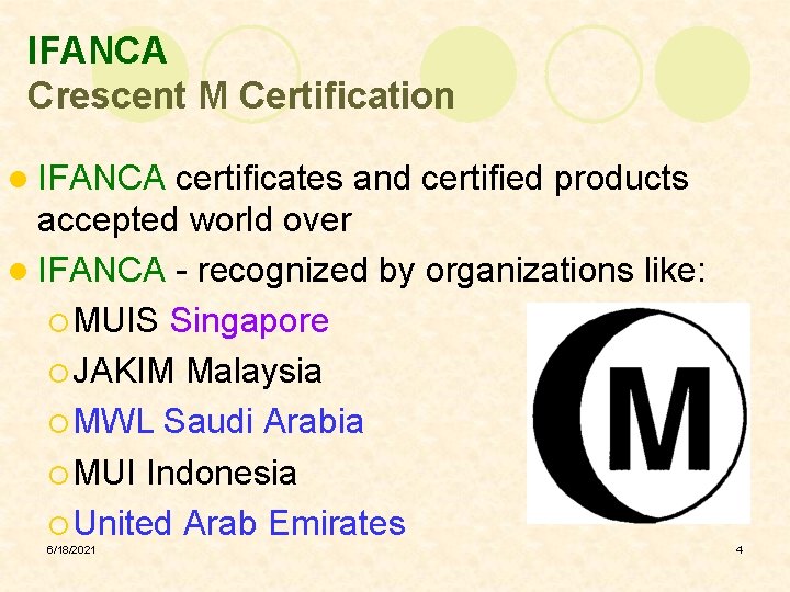 IFANCA Crescent M Certification l IFANCA certificates and certified products accepted world over l