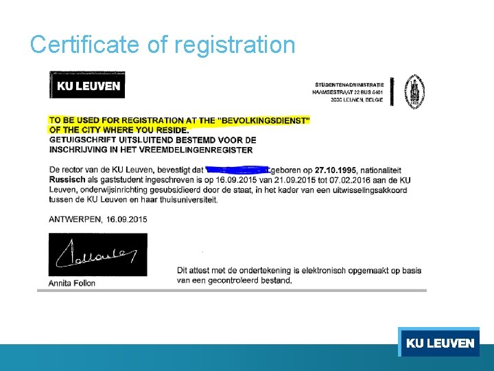 Certificate of registration 