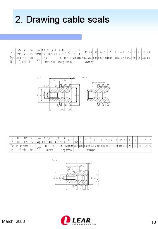 2. Drawing cable seals March, 2003 10 