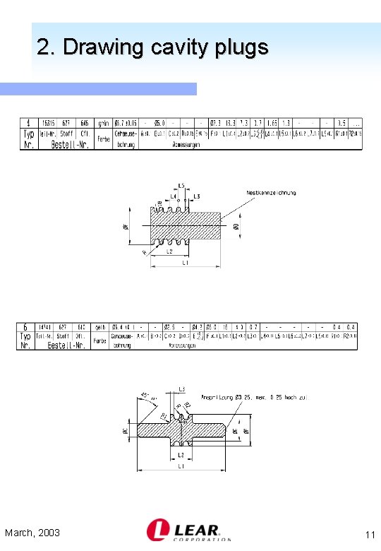 2. Drawing cavity plugs March, 2003 11 