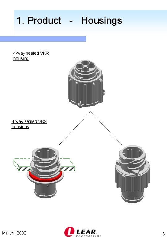 1. Product - Housings 4 -way sealed VKR housing 4 -way sealed VKS housings